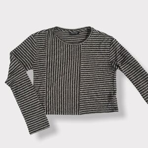 TopShop Grey Striped Cropped Top Size 2